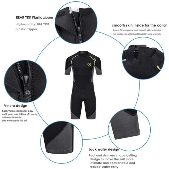 ZCCO Shorty Wetsuit Dive Skin 1.5mm Men's Size 2XL (READ MEASUREMENTS IN... - Picture 3 of 7